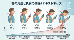 首の角度と首への負荷